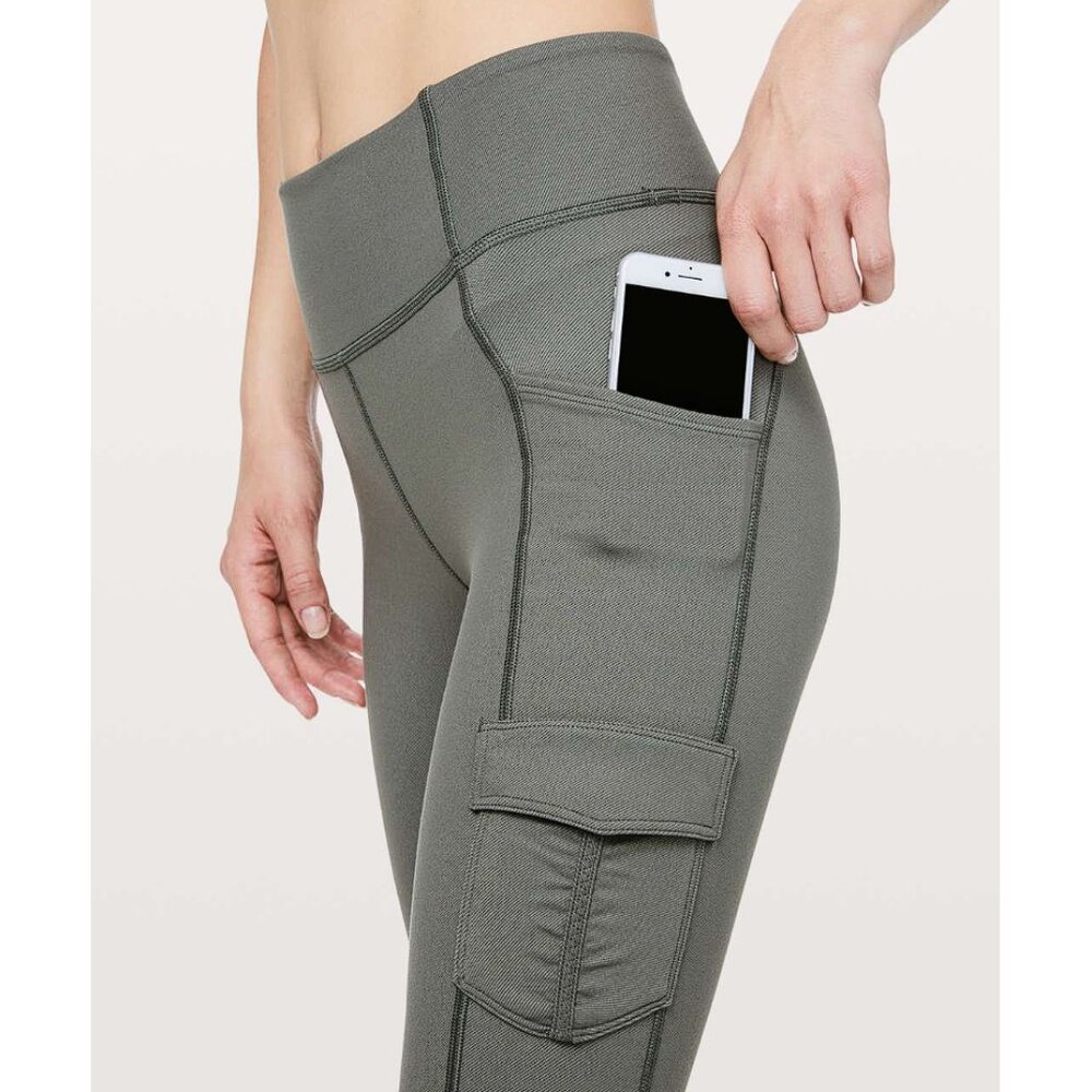 High-Rise Cargo Leggings in Olive Gray - Picture 2 of 9